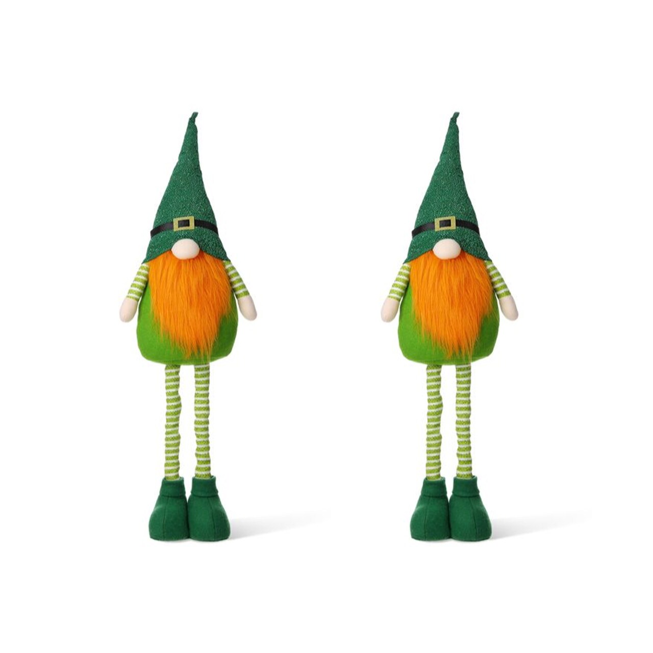Set of 2 40''H Telescoped Fabric St. Patrick's Gnome Standing Decor